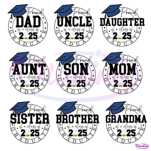 Custom Graduation Family Matching Grad Cap PNG Bundle