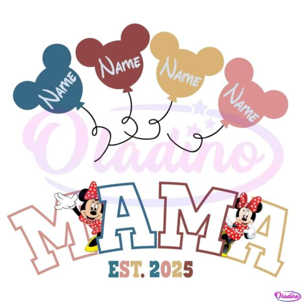 Disney Mama Est 2025 Personalized Minnie Balloons PNG