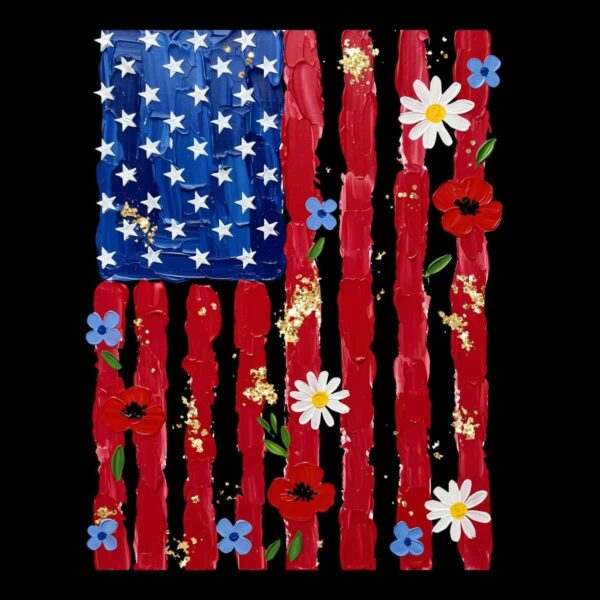 Floral Brushstroke American Flag PNG