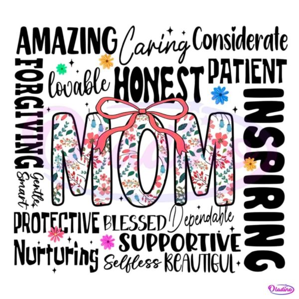 Floral Mom Coquette Word Art PNG