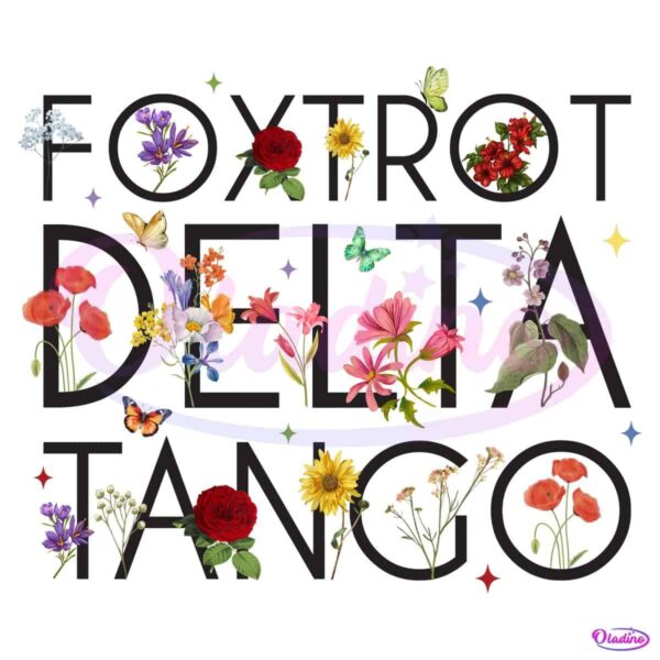 Foxtrot Delta Tango Butterfly Floral PNG