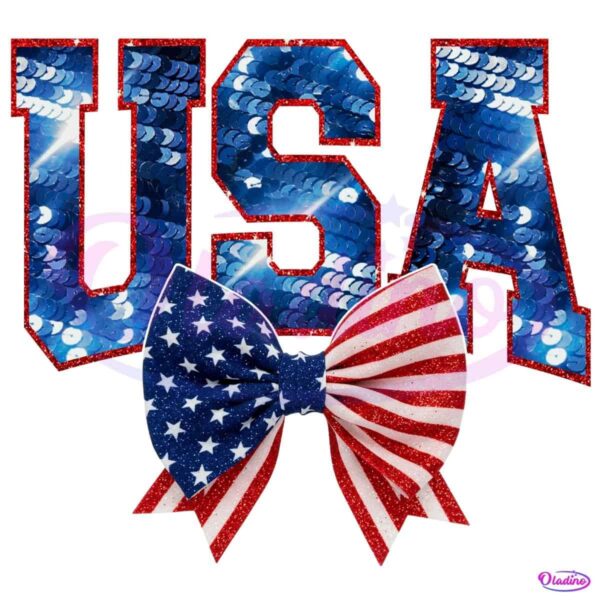 Glitter 4Th Of July Usa Bow Sparkly Red White And Blue PNG