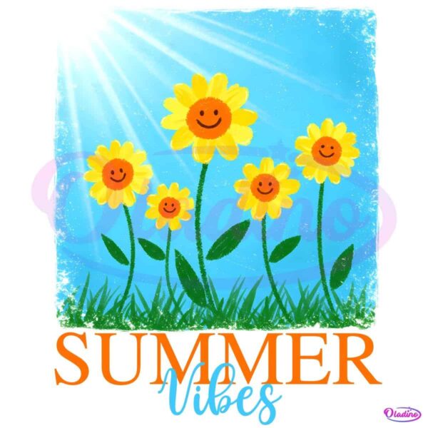 Hello Summer Retro Floral Crayon Vibes PNG