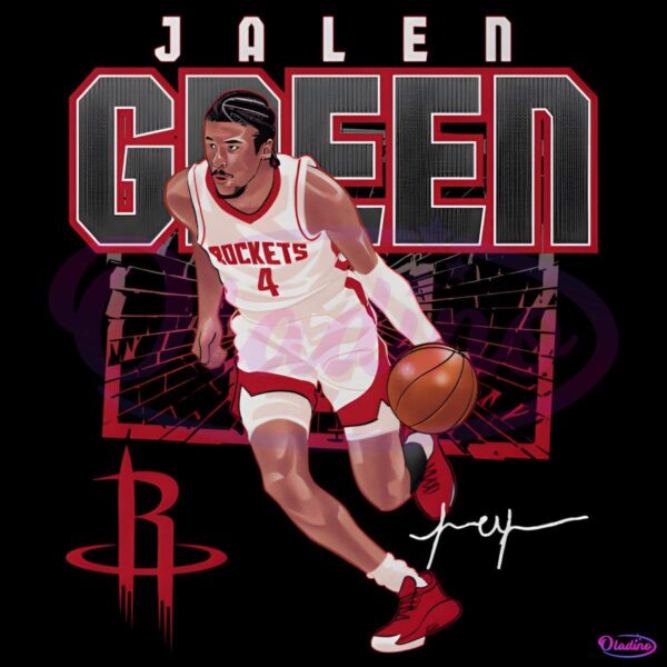 Jalen Green Houston Rockets Shattered Signature PNG