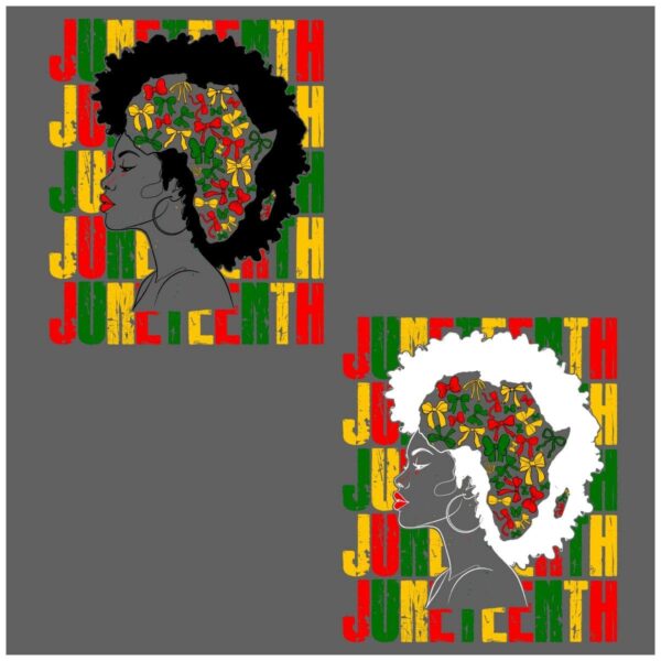 Juneteenth Afro Woman Africa Map PNG