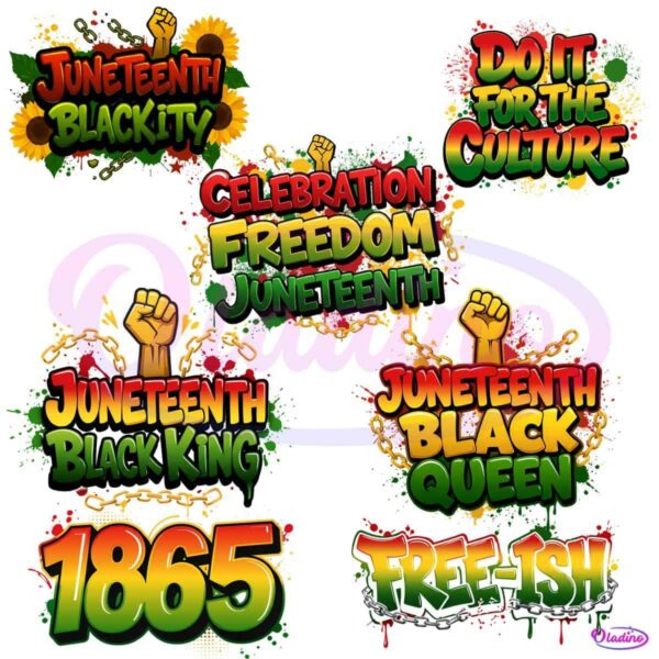 Juneteenth Black Queen And King 1865 Freedom PNG Bundle
