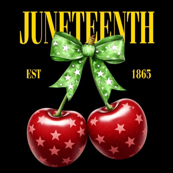 Juneteenth Cherry Est 1865 Coquette Bow PNG