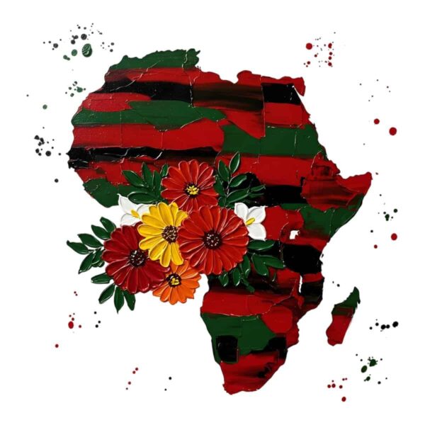 Juneteenth Vibrant Floral Africa Map PNG