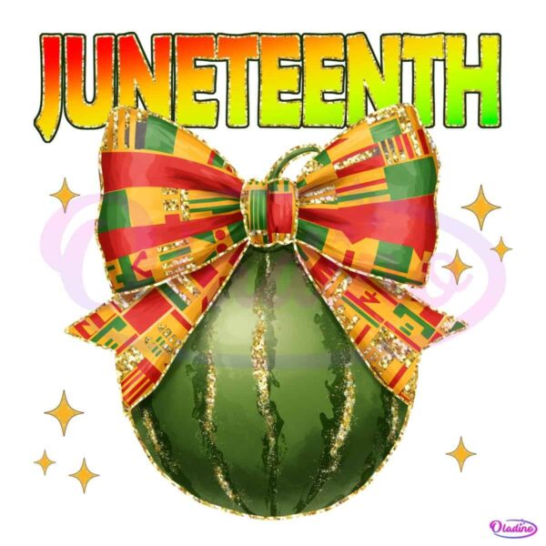 Juneteenth Watermelon Bow Glitter Afro Pride PNG