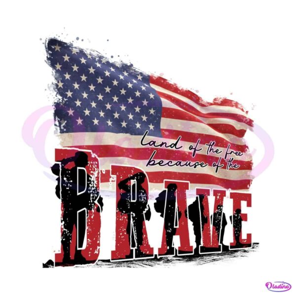 Land Of The Free Because Of The Brave Patriotic American Flag PNG