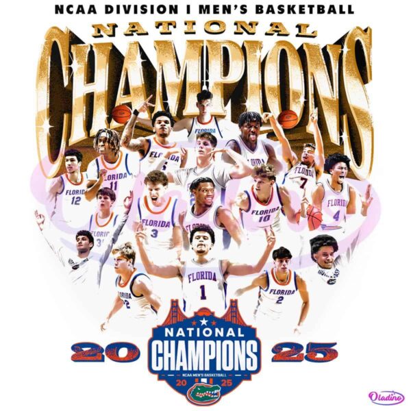 National Champions 2025 Florida Gators Basketball Players PNG