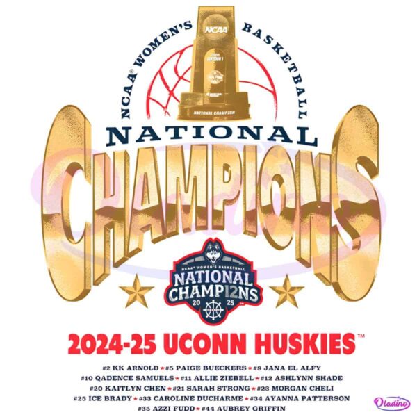 Ncaa National Champions 2024 25 Unconn Huskies PNG