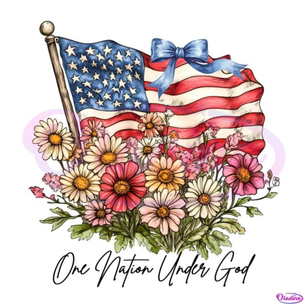 One Nation Under God Preppy America Wildflower PNG
