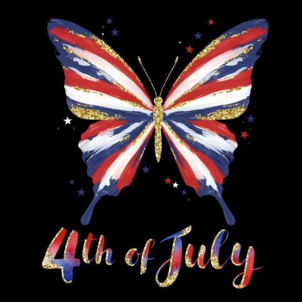 Patriotic Glitter Brushstroke 4Th Of July Butterfly PNG