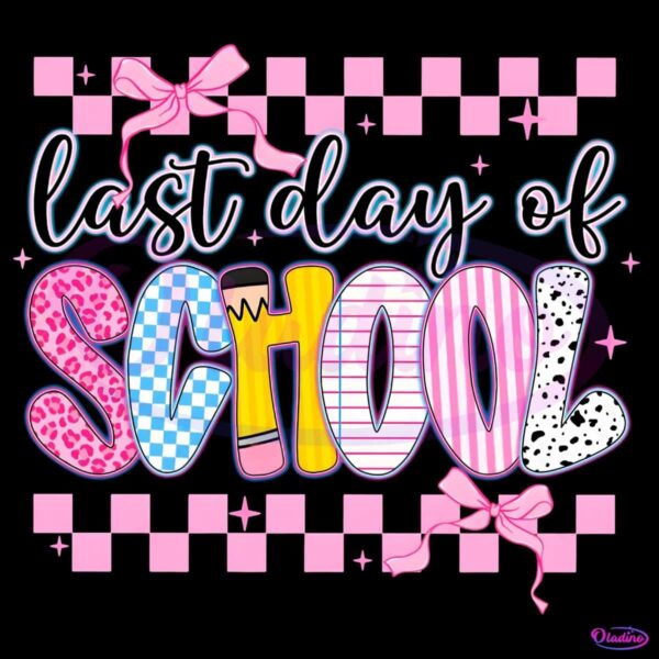 Pink Coquette Last Day Of School Checkered PNG