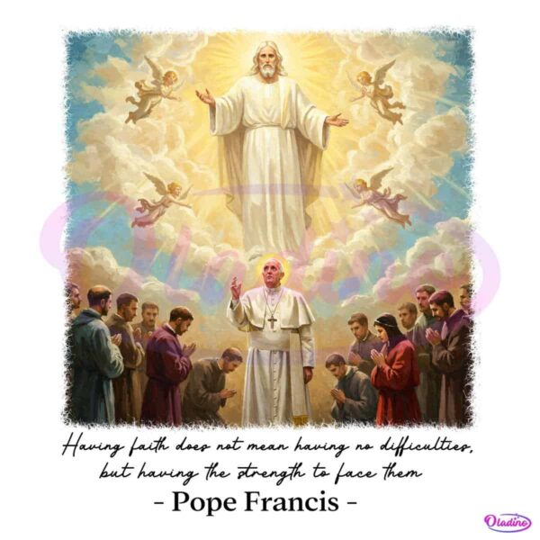 Pope Francis Heaven Scene Jesus And Pope Catholic Art PNG