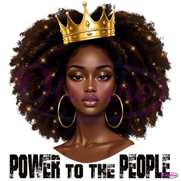 Power To The People Afro Queen With Crown PNG