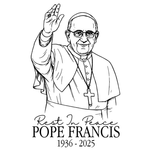 Rest In Peace Pope Francis 1936 2025 Memorial Line Art SVG