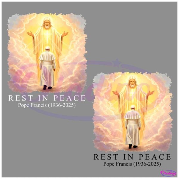 Rest In Peace Pope Francis Jesus Welcome Scene PNG