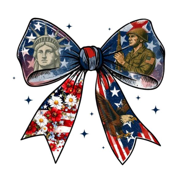 Retro 4Th Of July Patriotic Coquette Bow Sublimation PNG