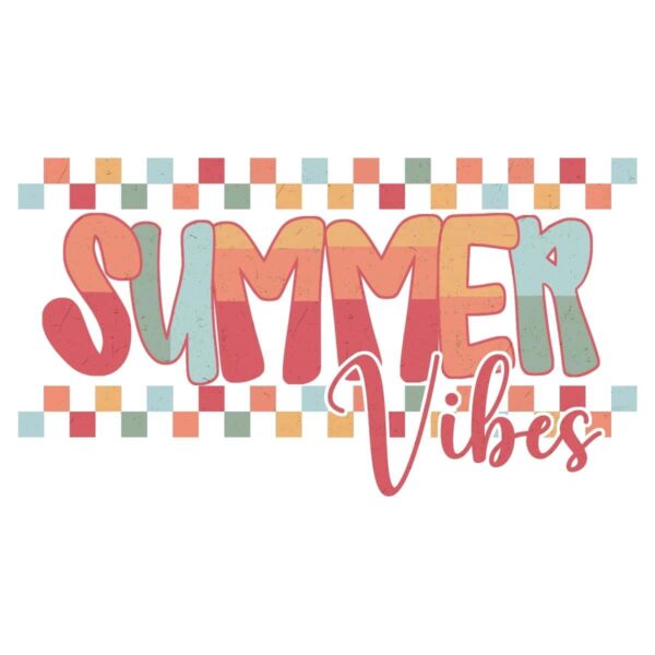 Retro Checkered Summer Vibes Sublimation PNG