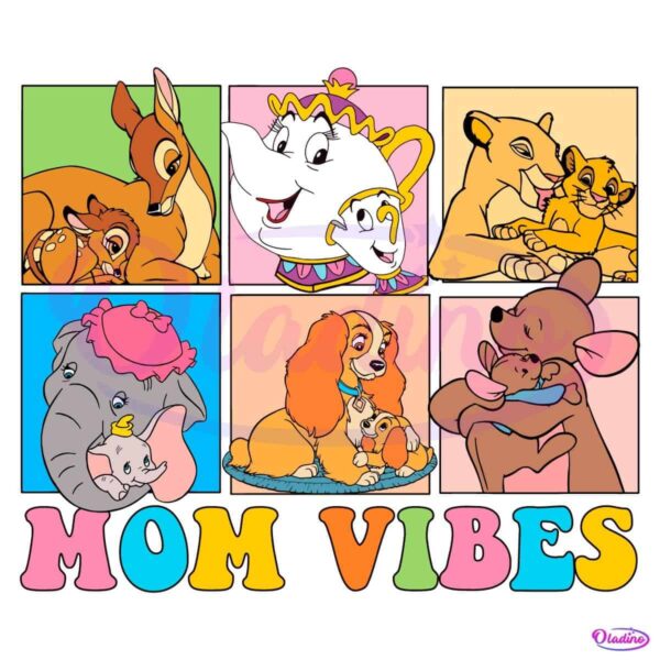 Retro Disney Mom Vibes Cartoon Characters Mothers Day SVG