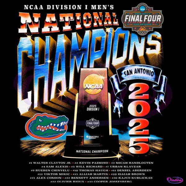 Retro Florida Mens Basketball Nation Champion 2025 Trophy PNG