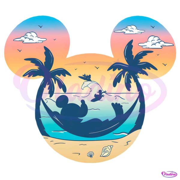 Retro Mickey Summer Vibes Tropical Disney Beach PNG