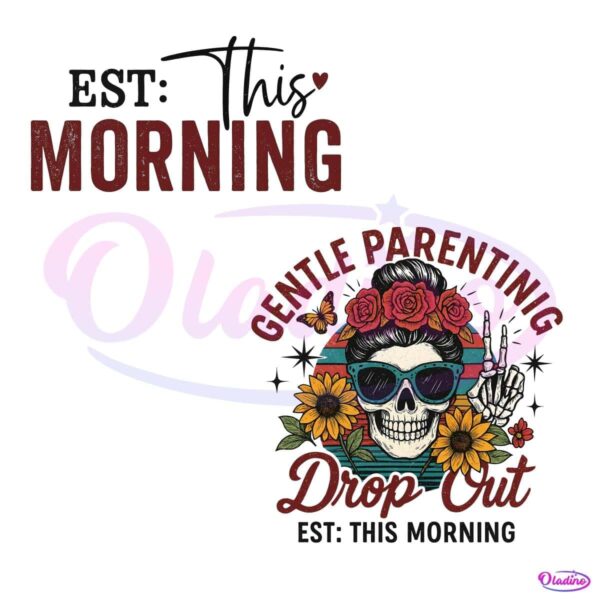 Retro Skull Mom Life Boho Floral PNG