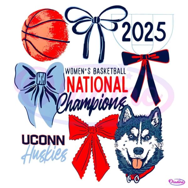 Retrp Uconn Huskies 2025 National Champions Coquette Bow PNG