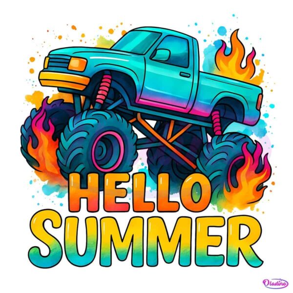 Summer Monster Truck Sublimation Vibes Salty PNG