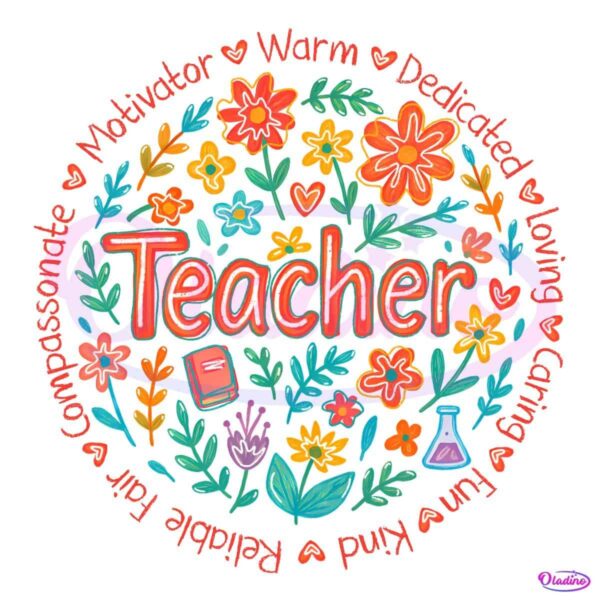 Teacher Appreciation Retro Floral Boho PNG