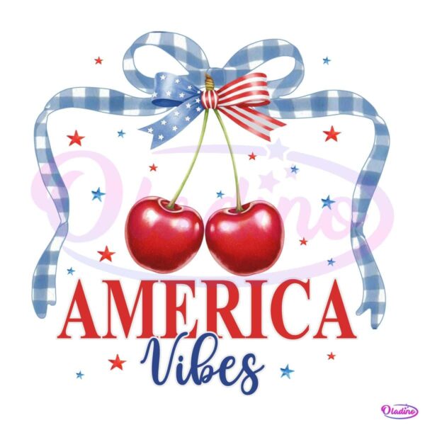 USA Vibes Cherry Coquette Bow PNG Design