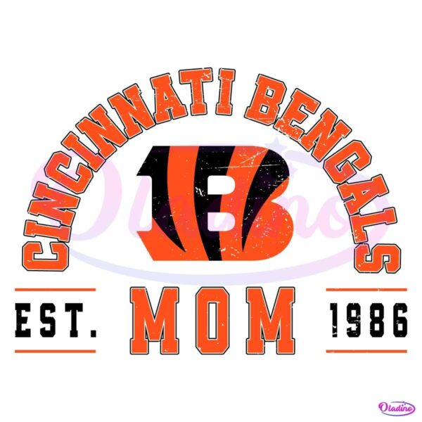Vintage Cincinnati Bengals Football Mom Arched Est 1968 SVG