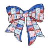 Watercolor Coquette Red White And Blue Patchwork Bow