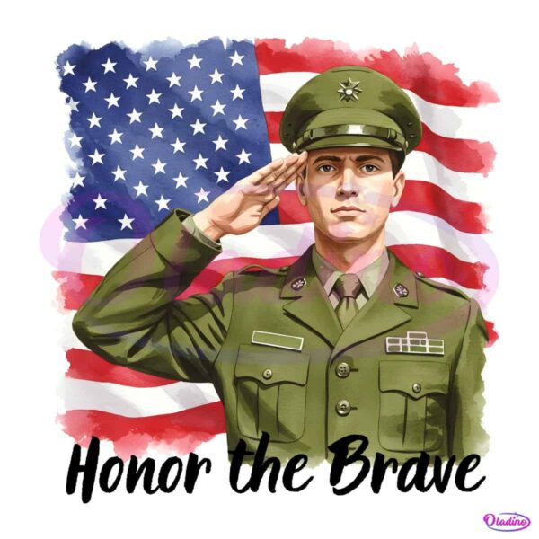 Watercolor Honor The Brave Patriotic Soldier Flag PNG