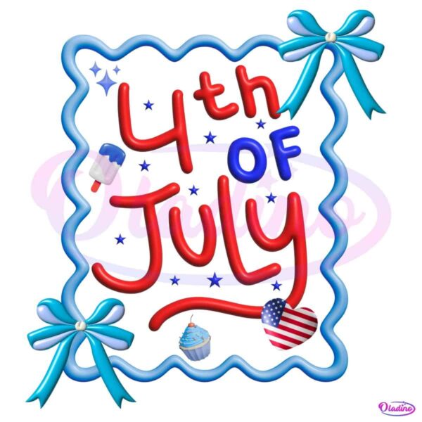 3D 4Th Of July Coquette Patriotic Bow PNG