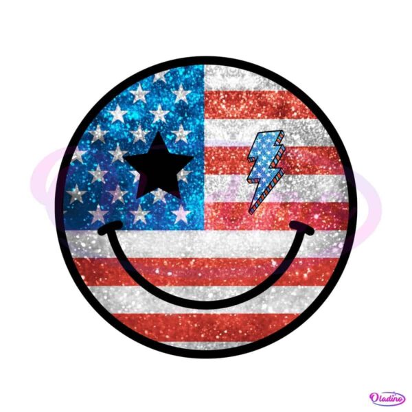 4Th Of July Smile Glitter Usa PNG