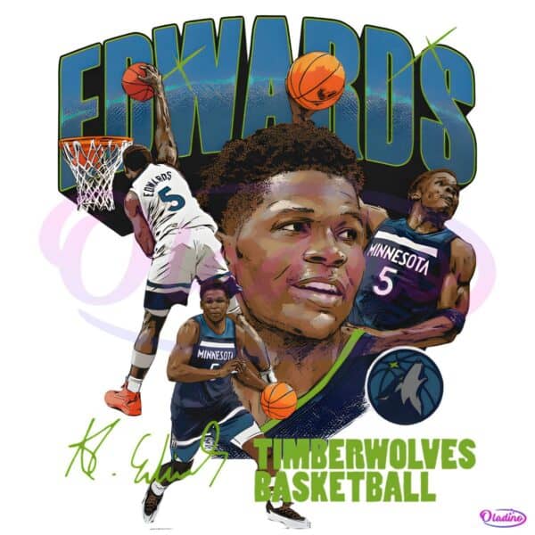 Anthony Edwards Minnesota Timberwolves Graphic Collage Basketball PNG