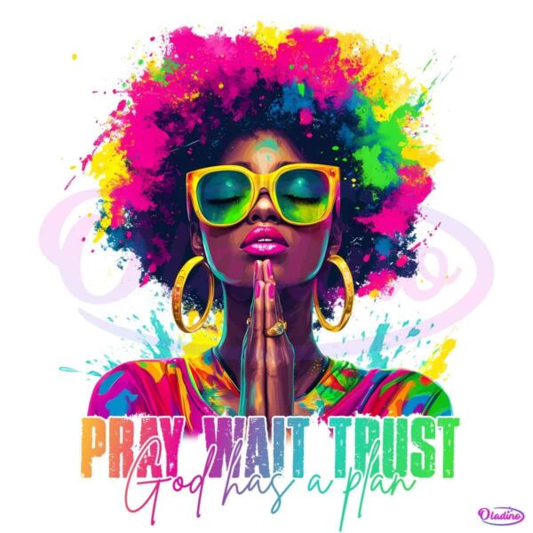 Black Woman Christian Pray Trust Neon Juneteenth PNG