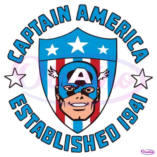 Captain America Established 1941 Retro Shield Emblem SVG