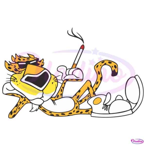 Cheetah Cigarette Cool Retro Mascot Graphic Illustration SVG