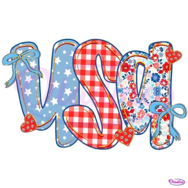 Coquette Floral Usa Glitter Preppy America 1776 PNG