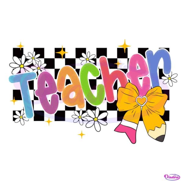 Coquette Retro Pastel Teacher Bow PNG