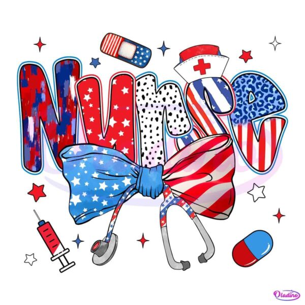 Coquette Usa Nurse Bow Patriotic PNG