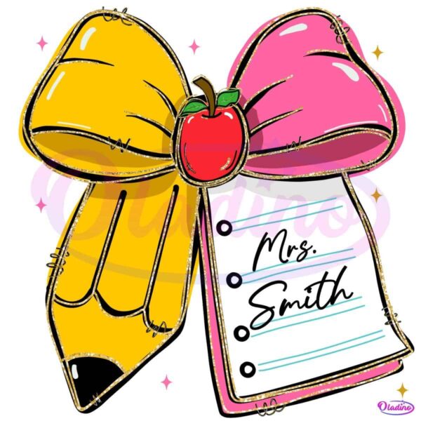 Custom Coquette Teacher Pencil Bow