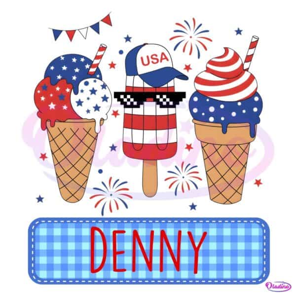 Custom Name 4Th Of July Boys Patriotic Ice Cream PNG