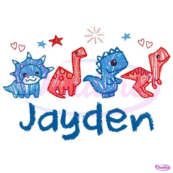 Custom Name 4Th Of July Dinosaur Patriotic Toddler Boy PNG