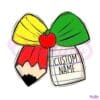 Custom Name Teacher Pencil Bow PNG