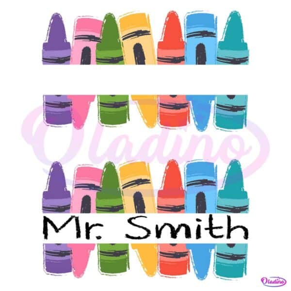 Custom Teacher Name Crayon Back To School First Day PNG